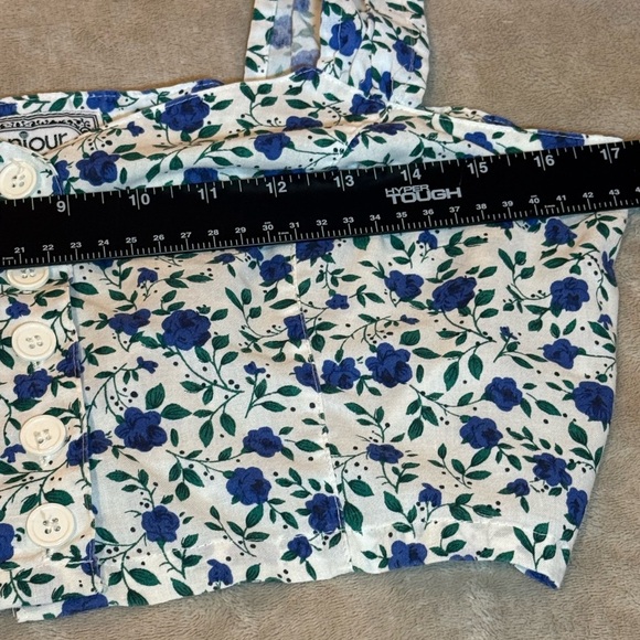 Bonjour Blue & White Gingham Camisole style cropped top size M - Picture 4 of 7